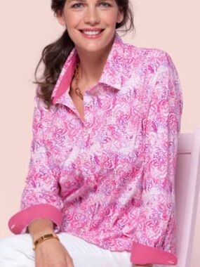 Appleseed's Exclusive"Butterflies in Flight" Pink  Button-Down Limited